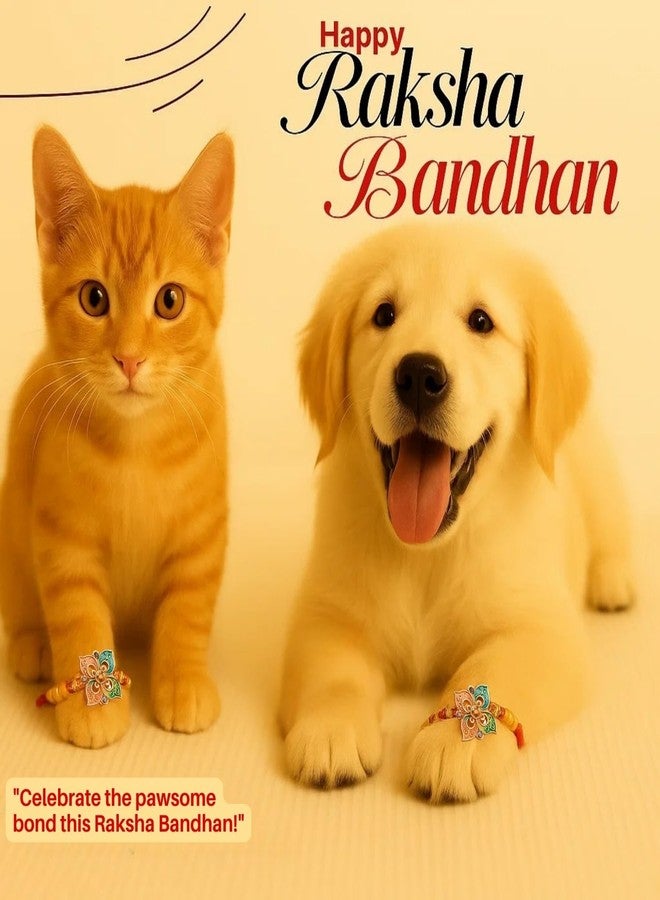 Sage Square Paw Bandhan Rakhi for Dog, Cat & Small Pets | Celebrate Bonds of Love This Raksha Bandhan | Cute Rakhi with Beads, Decorative Threads | Gift for Pet Lovers & Furry Companions (Type 3) - Image 2
